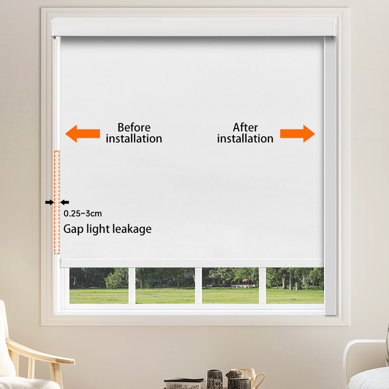 Electric Remote Control Google Alexa Blockout Roller Blind With Side Tracks Motorized Roller Blinds 100% Polyester Modern