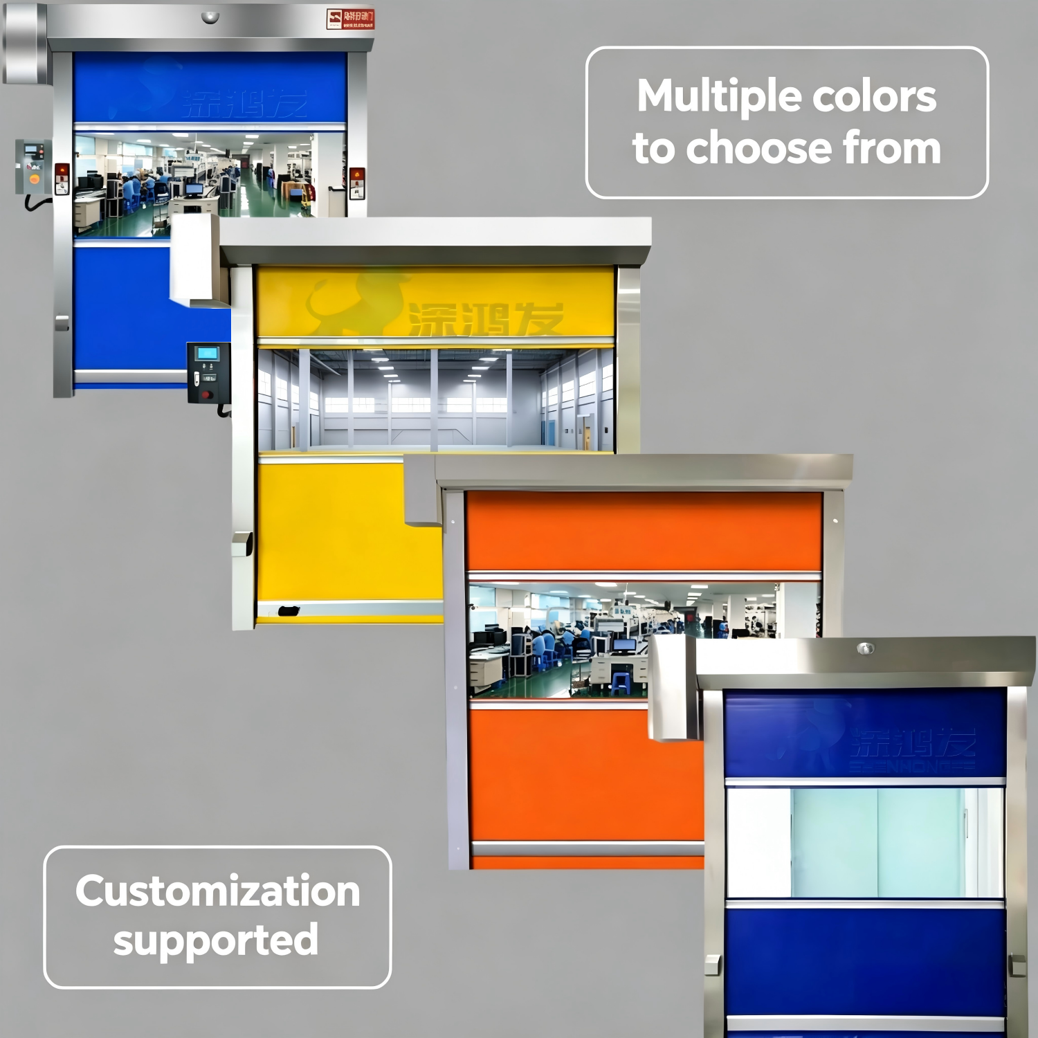 Industrial PVC Fast Rolling Door High Speed Roll Up Door Automatic Custom Cleanroom Medical Laboratory Hygienic Environment