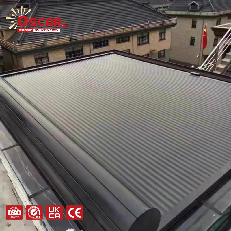Customizable Size Motorized Retractable Shutters Conservatory Skylight Roof Remote - Controlled Motorized Retractable Roof