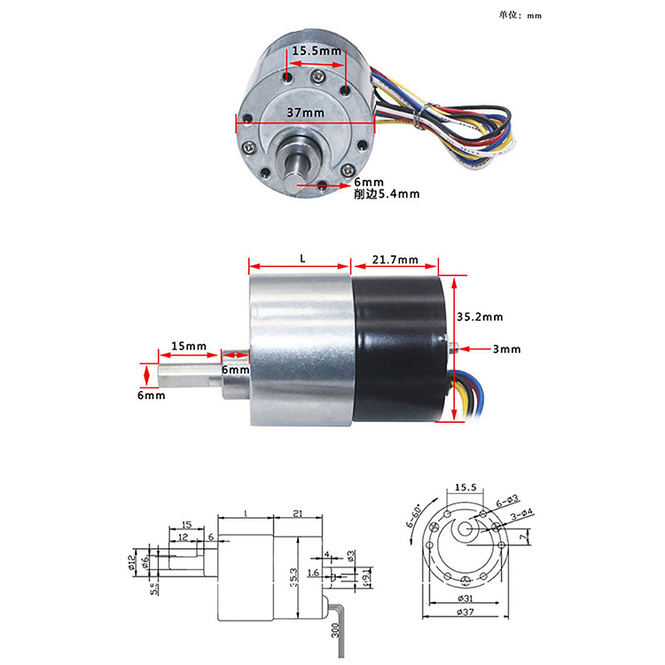 37RGM3530 DC Gear Motor 12v 24v Robot Parking Lock Cooking Machine Smart Toilet Equipment