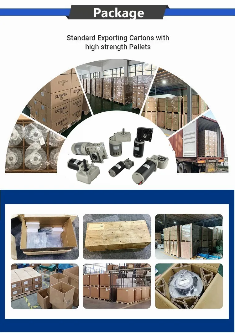 63mm 12V 24V DC Worm Gear Motor Packaging and Details