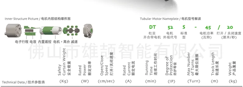 Dooya Dt52s-75/20 High Torque Smart Curtain Motor Four-Wire Core Motor