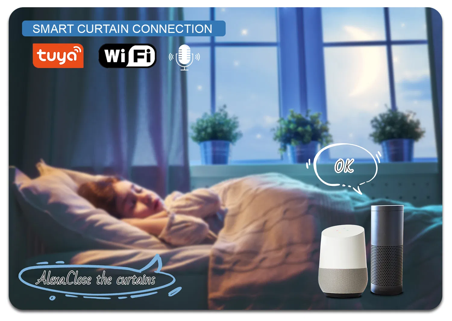 Tuya WiFi Electric Curtain Motor 1.2n 45W Control Automatic Motorized Curtain 45W Track Drivers System Opener Smart Home Motor