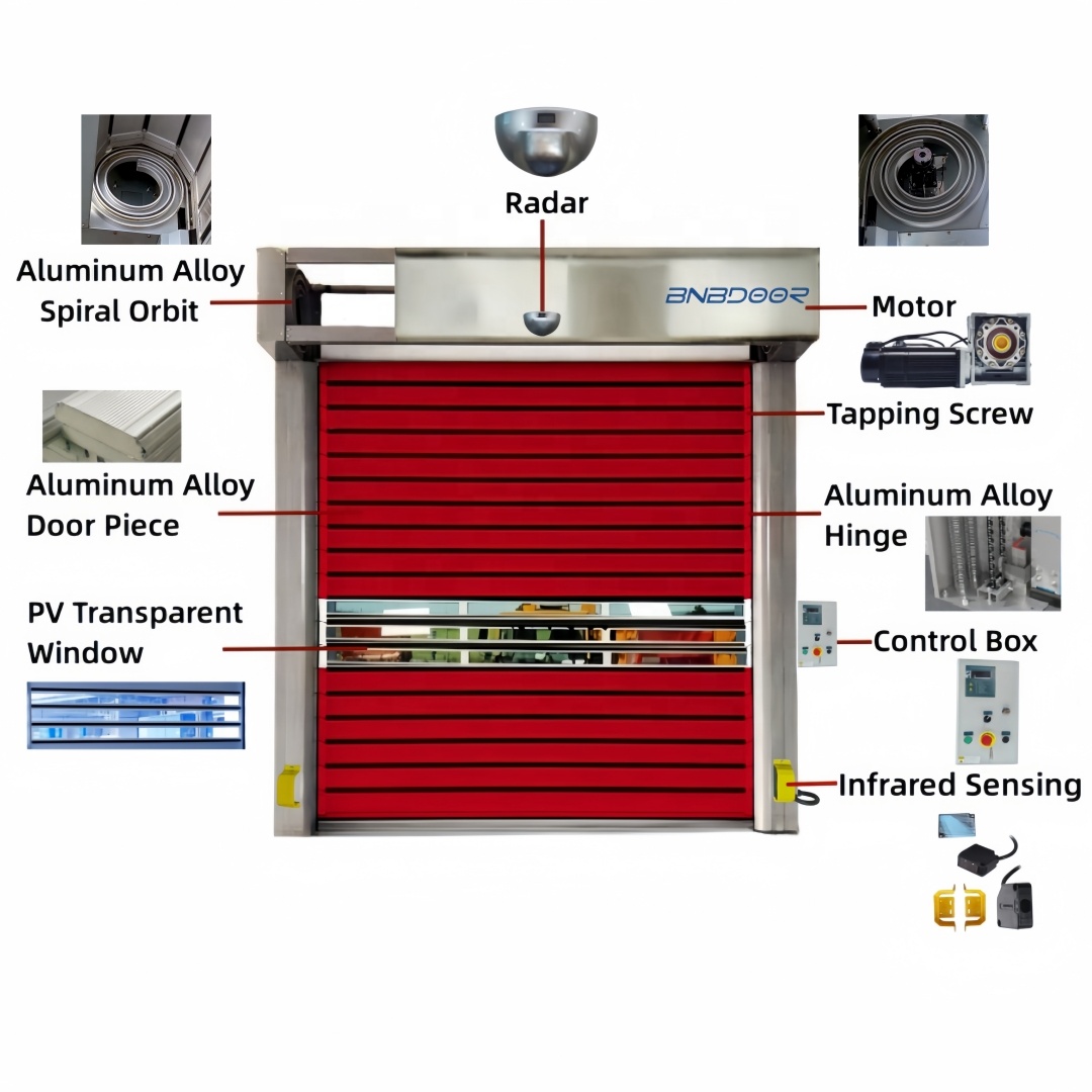 Customized Automatic Roll up Garage Roller Shutter Rolling Puerta Seccional Exterior Fast Rolling High Speed Spiral Door