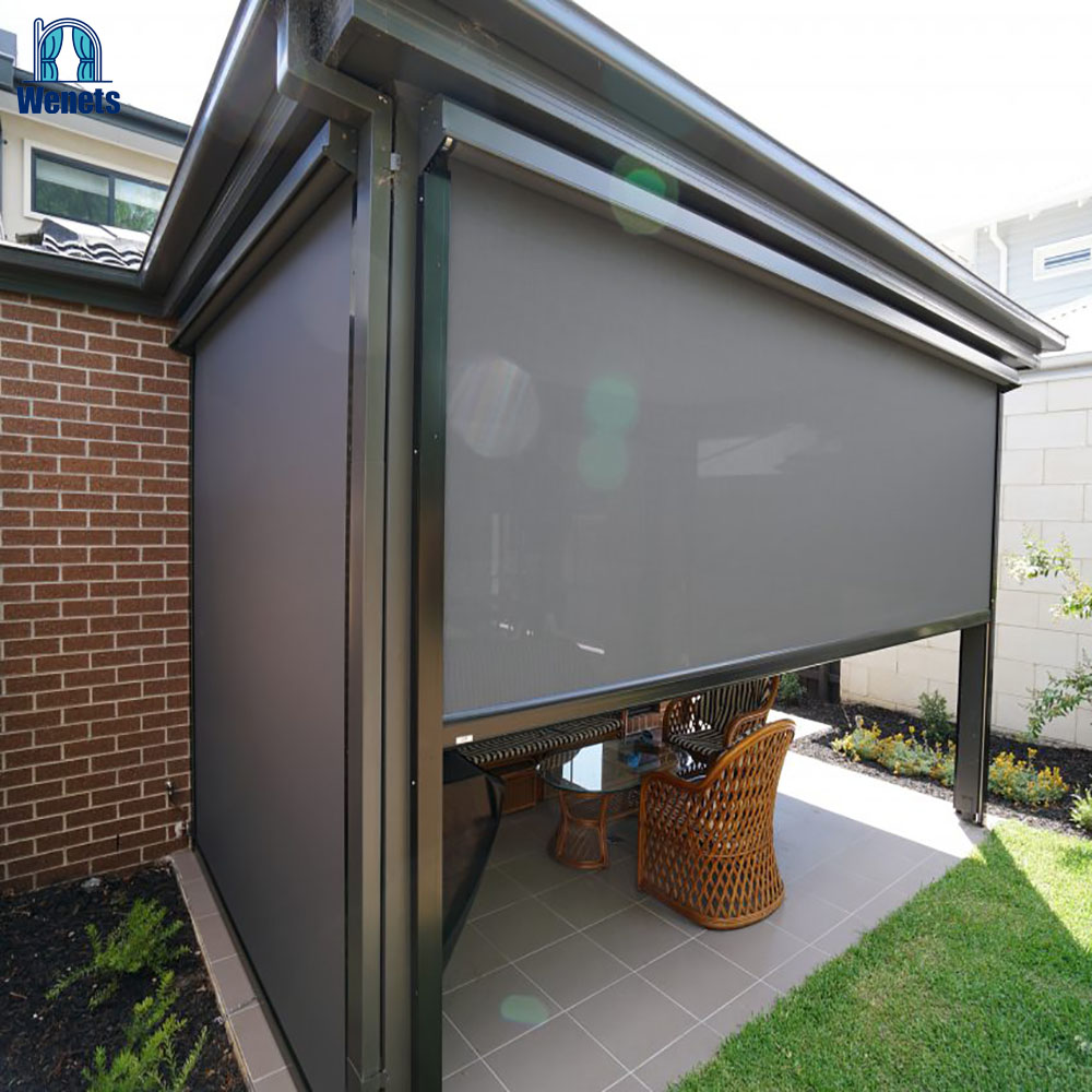 Motorized Zip Screen Outdoor Blinds Remote Manual Control Outdoor Blinds