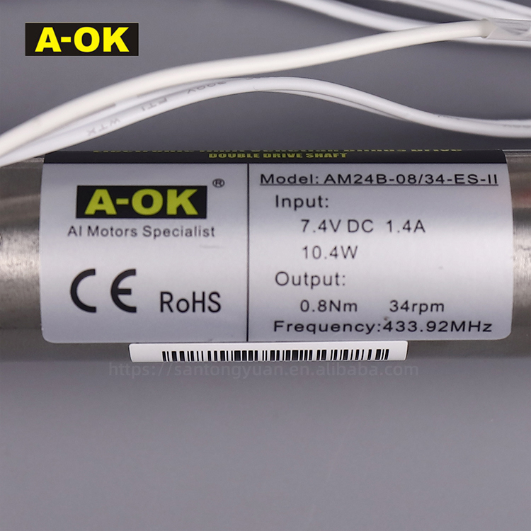 A-OK AM24-ES Battery Motorized Venetian Blinds Smart Home Roller Blinds Shutter 24mm Tubular AOK Motor Curtain Opener