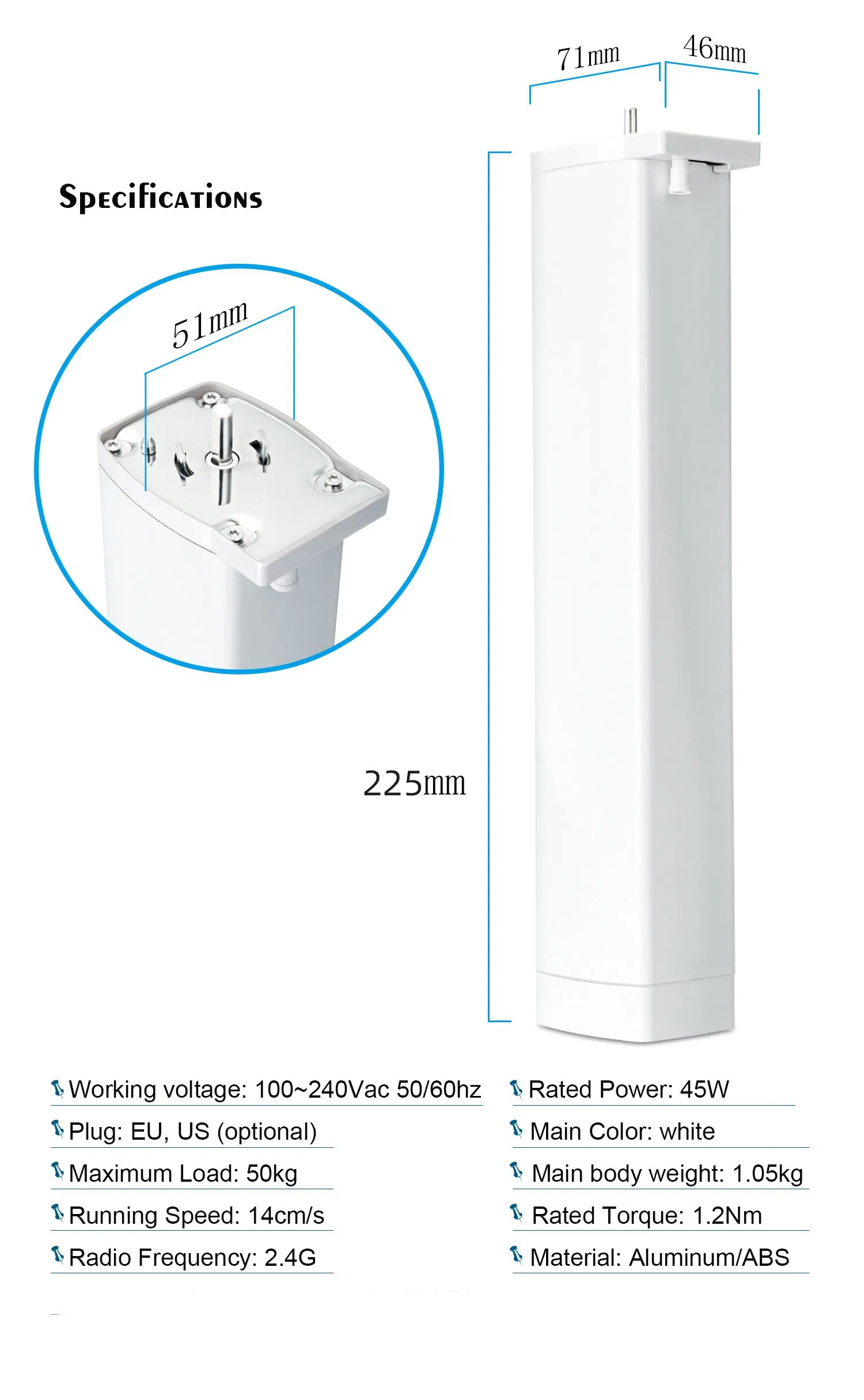 Tuya WiFi Electric Curtain Motor 1.2n 45W Control Automatic Motorized Curtain 45W Track Drivers System Opener Smart Home Motor