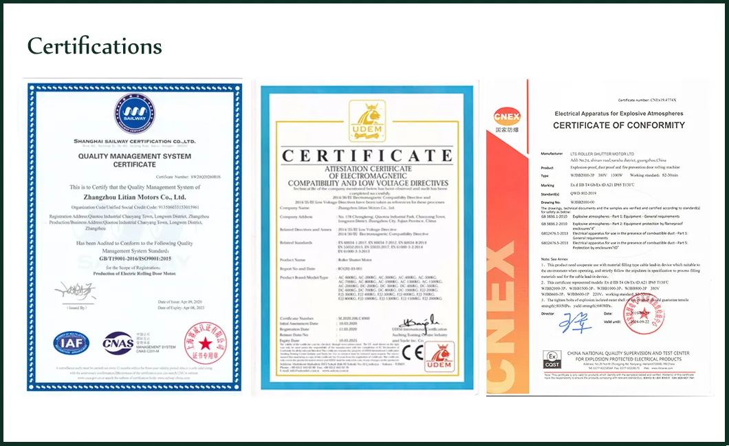 Certifications for Fire Rated Door Motor