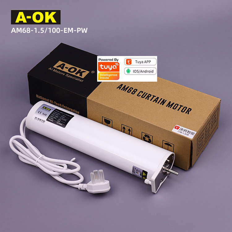 A-OK Motor AM68-1.5/100-EM-PW Smart Quiet Metal Curtain Motor Wifi App Tuya Control Silent And Electric A OK MOTOR
