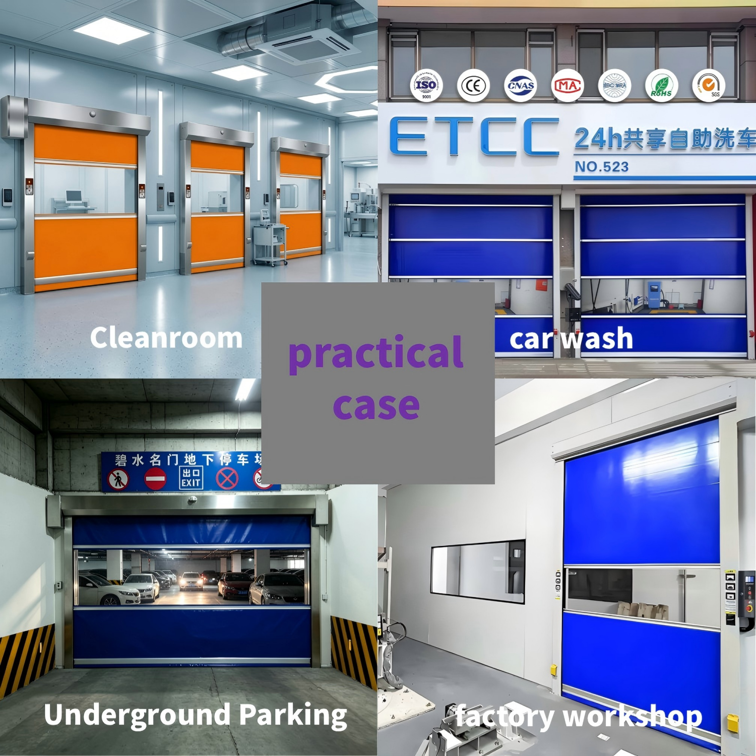 CustomPVC High Speed Automatic Rolling Door Industrial Fast Roll Up Door Garage Car Wash Area Waterproof Durable Design