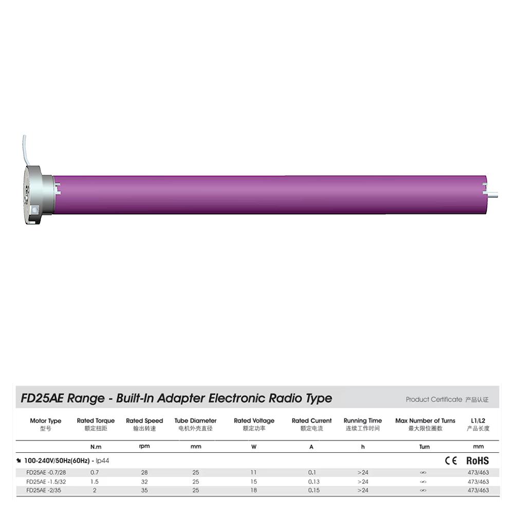25mm up and Down Open Shades Roller Shutter Tubular Motor Motorized Blind Motor TUYA Wifi Roller Blind Motor