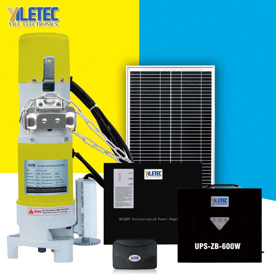 Yiletec AC 600kg Rolling Door Shutter Motor with Solar Power Charge and Backupbattery Controller
