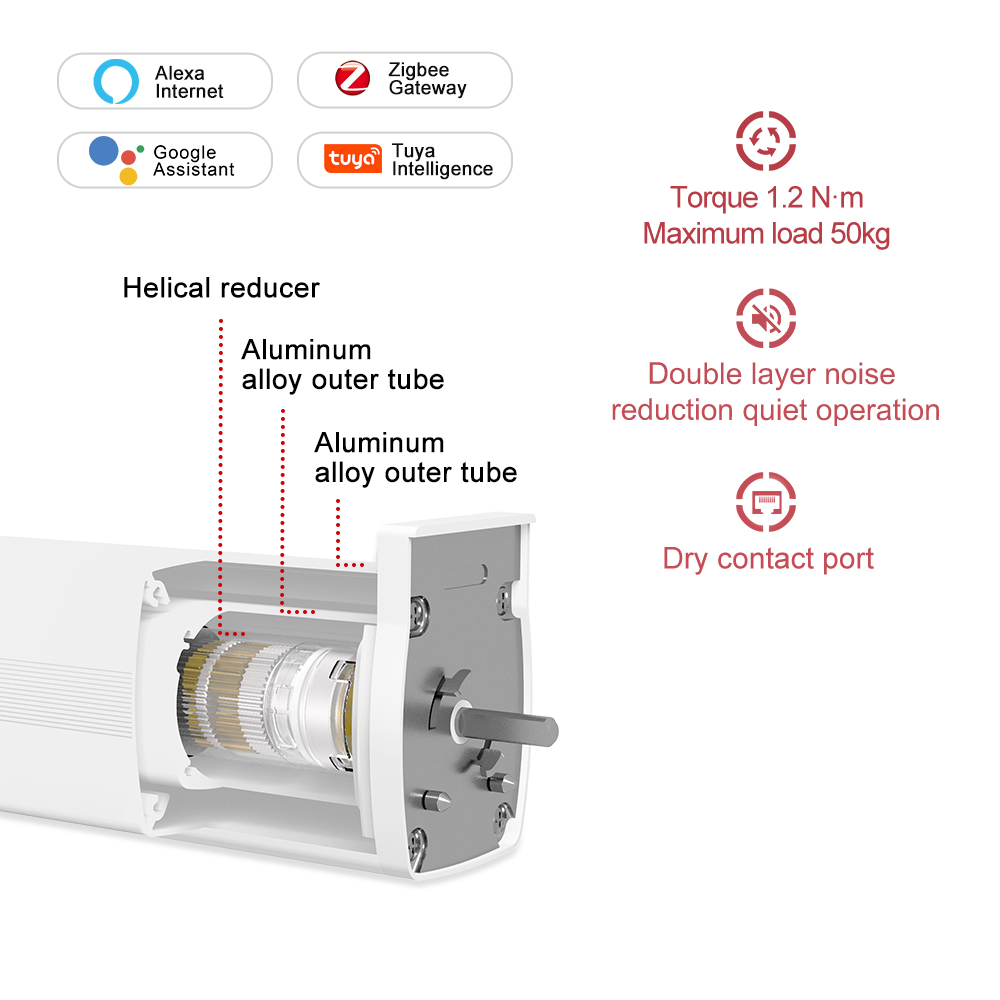 100-240v Tuya Smart Motorized Wifi Curtain Motor Bead Chain Roll Shade Curtains With Remote Control Metal Set