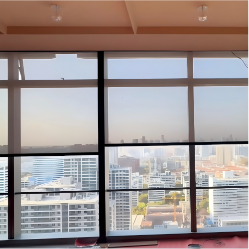 Customized Tilting electric roller blinds motorized windproof and sunshade shutters curtains with remote control balcony