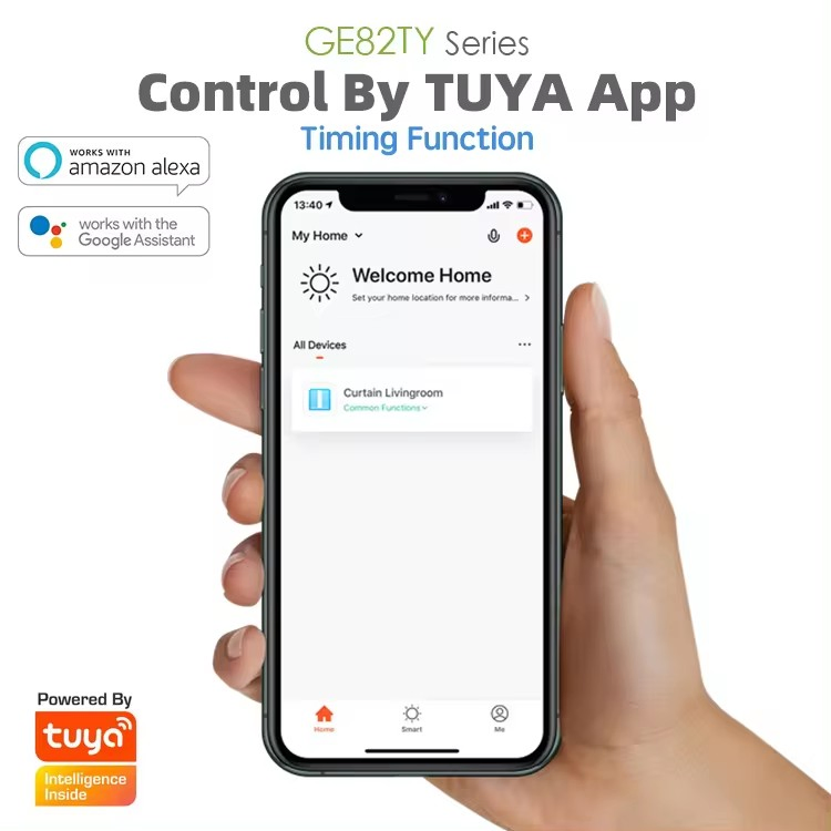 1.2n Tuya WiFi Electric Curtain Motor Control Automatic Motorized Curtain 45W Track Drivers System Opener Smart Home 45W Motor