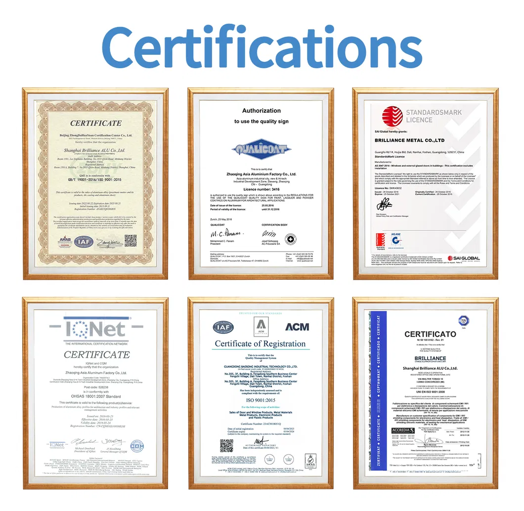 Aluminium shutter certificates display