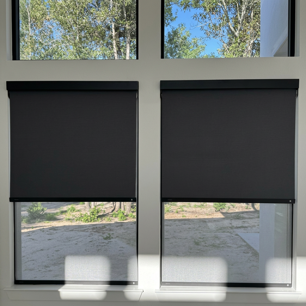 Motorized Solar Powered Roller Blinds With Elegant Top Bottom Rail For Eco Friendly Spaces