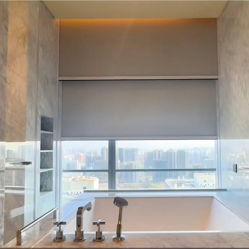 Customized Tilting electric roller blinds motorized windproof and sunshade shutters curtains with remote control balcony