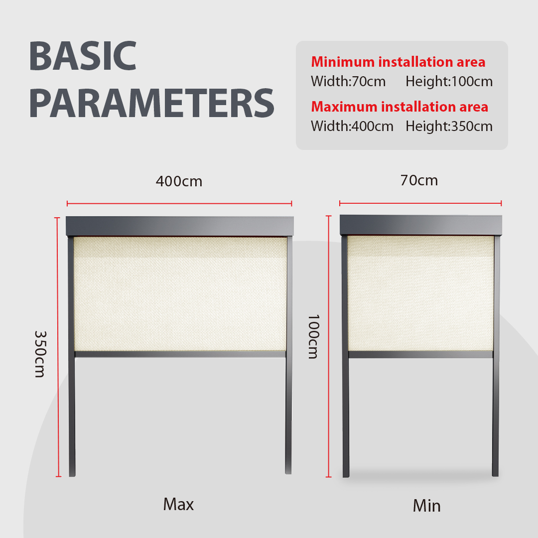 Built-In Electric Motorized Roller Blind Ziptrack Screen Outdoor Shade Plain Technique Electric Blinds For Outdoor Installation