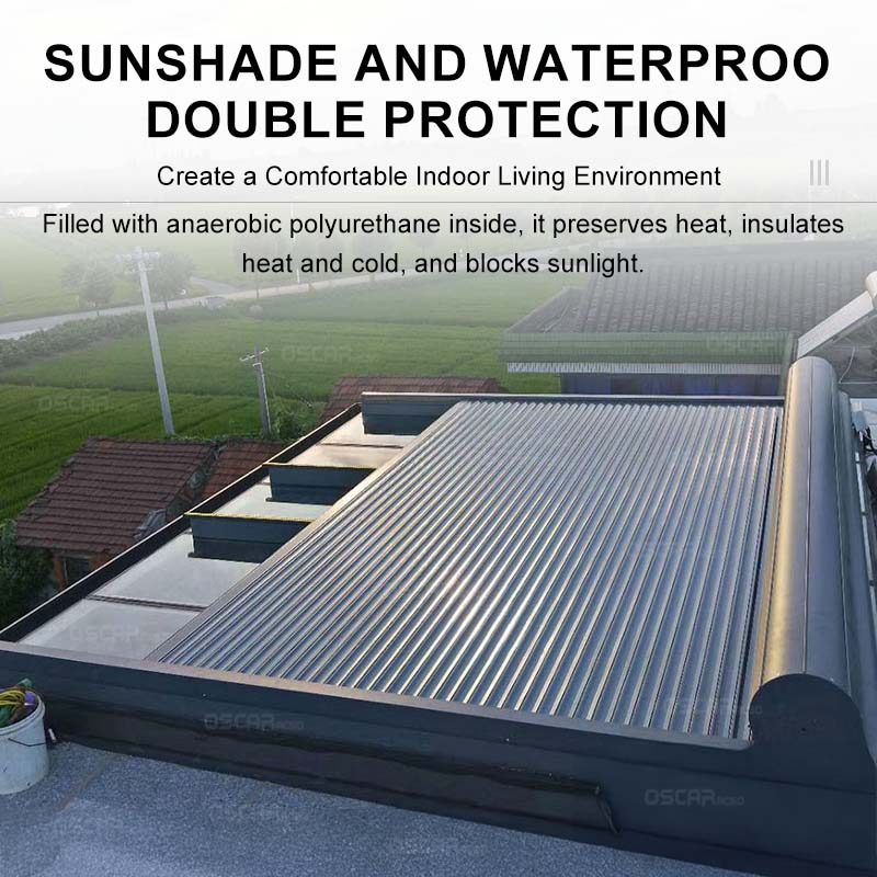 Customizable Size Motorized Retractable Shutters Conservatory Skylight Roof Remote - Controlled Motorized Retractable Roof
