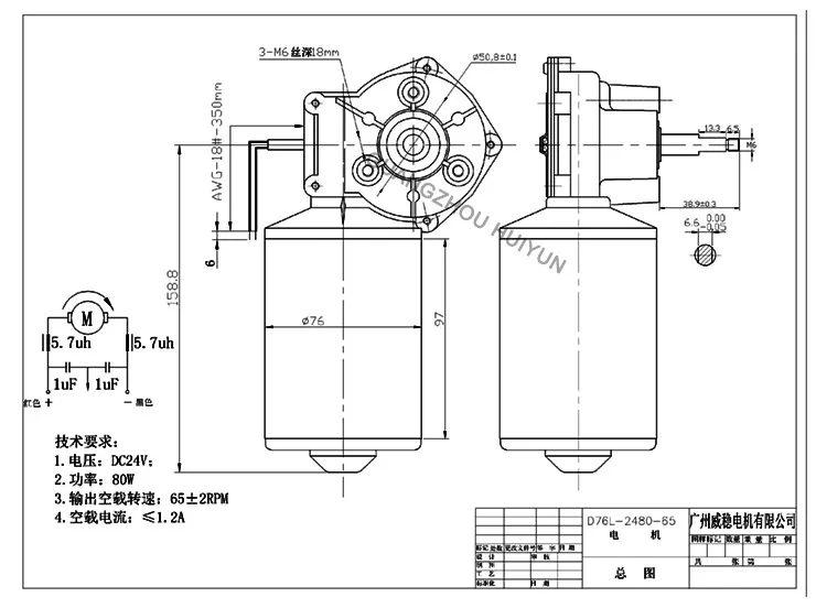 Worm Gear Motor Detail View