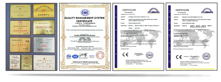 CE and ISO9001 quality certificates
