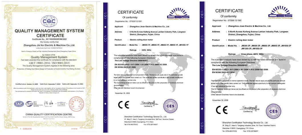CE and ISO9001 Certificates