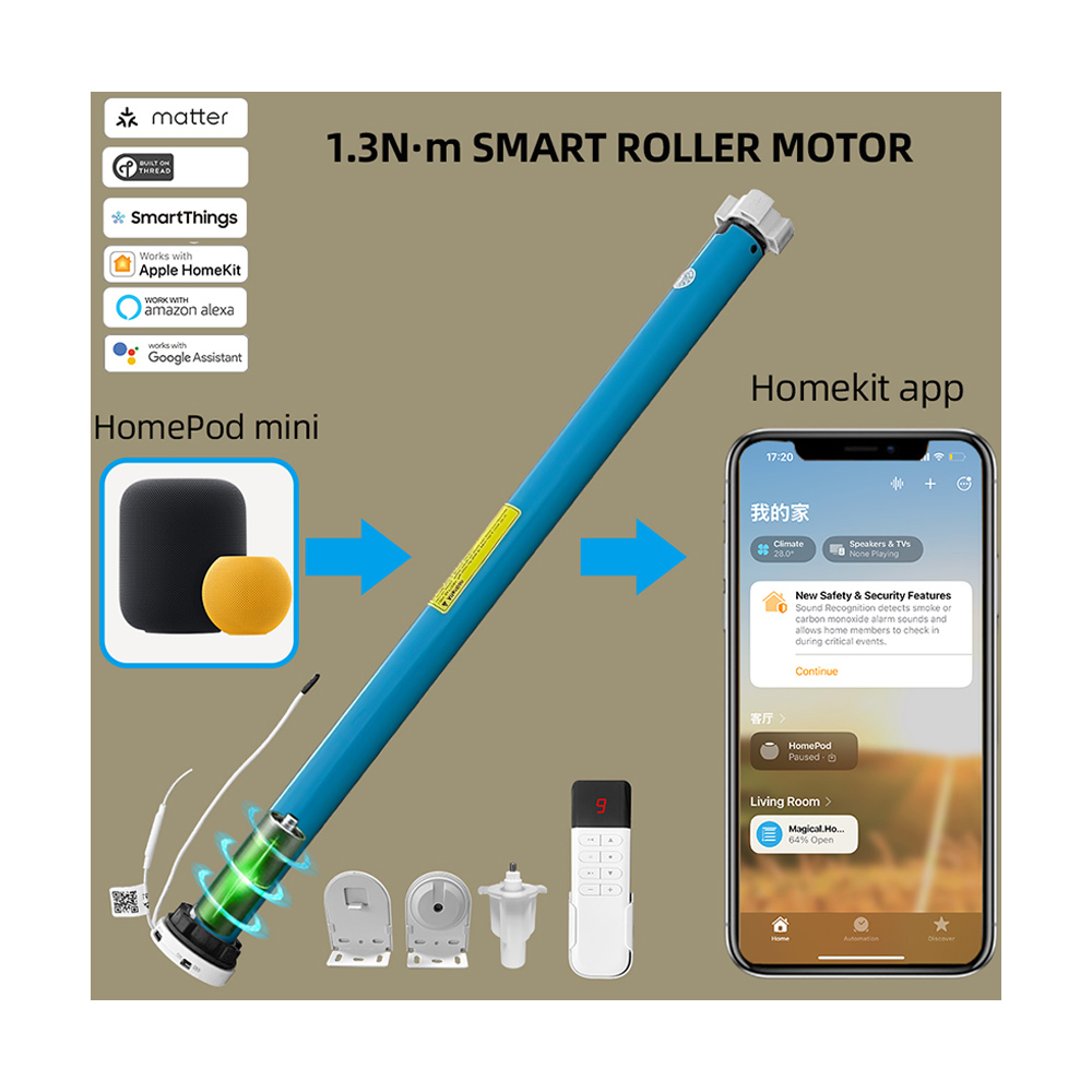 Matter Over Thread Battery Curtain Motor Electric Smart Blinds Tilt Motor for Zebra Venetian Roller Shades Shutters