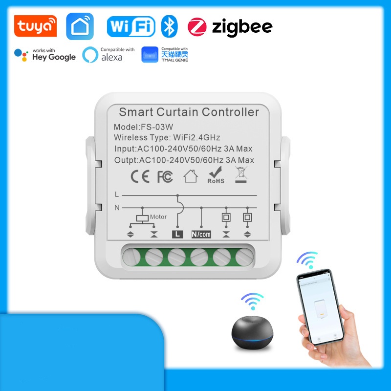 Mini Roller Shutter Rolling Motor Window Tuya Smart Life Smart Zigbee Curtain Switch for Google Home Amazon Alexa