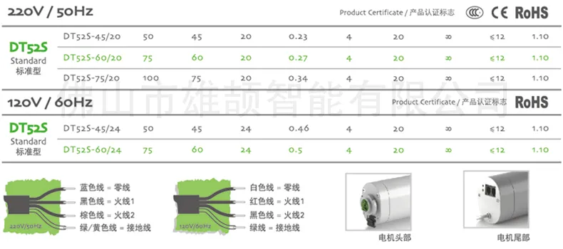 Dooya Dt52s-75/20 High Torque Smart Curtain Motor Four-Wire Core Motor
