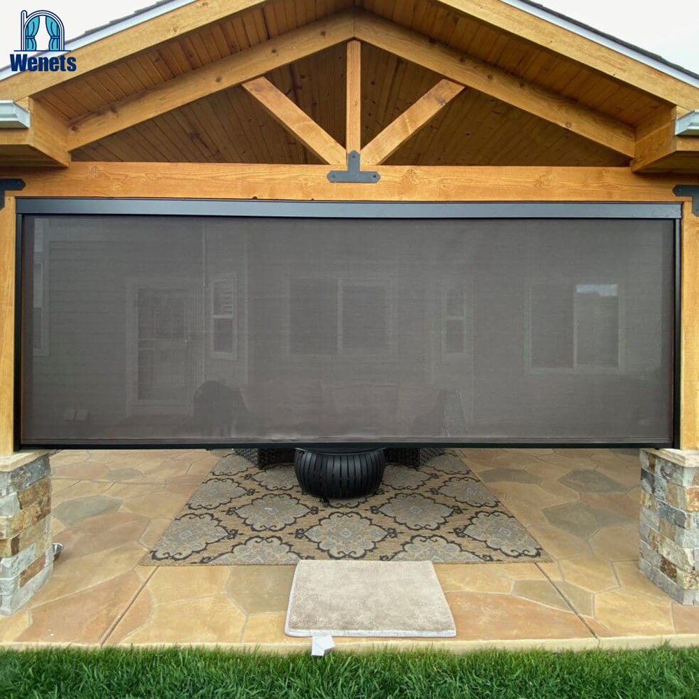 Motorized Zip Screen Outdoor Blinds Remote Manual Control Outdoor Blinds