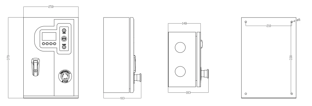 A4 Control Box Size Line Diagram for Precision