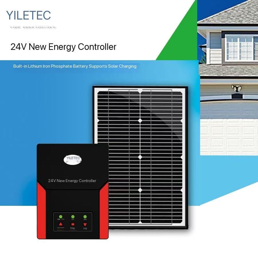 Yiletec DC 24V 59mm 140nm Tubular Motor with Solar Power Charge for Rolling Door Opener