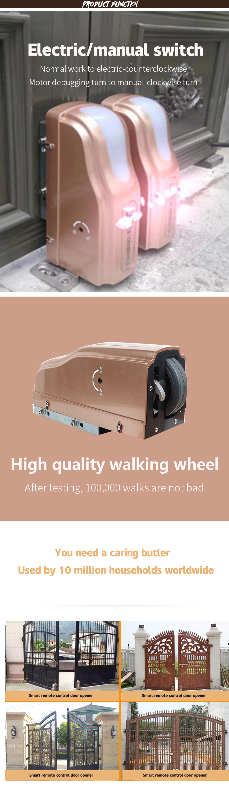 Modern Design Automatic Gate Opener for Swing and Sliding Doors 220V/110V Motor for Hotel Use