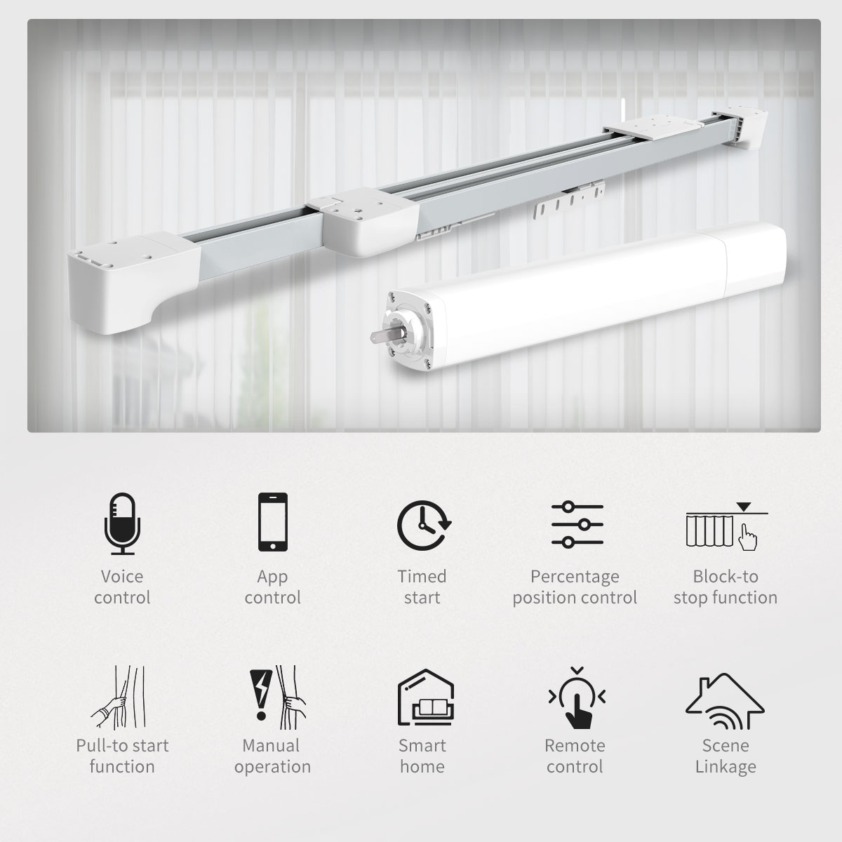 Raex Intelligent Smart Control Motorized Curtain Track And Motor