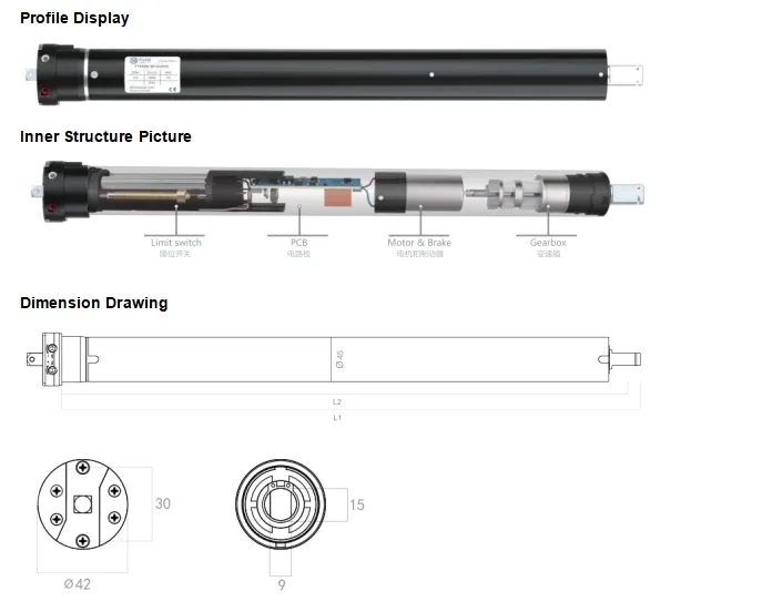 High Torque Electric Shutter Door Mechanical 24V DC Tubular Motor