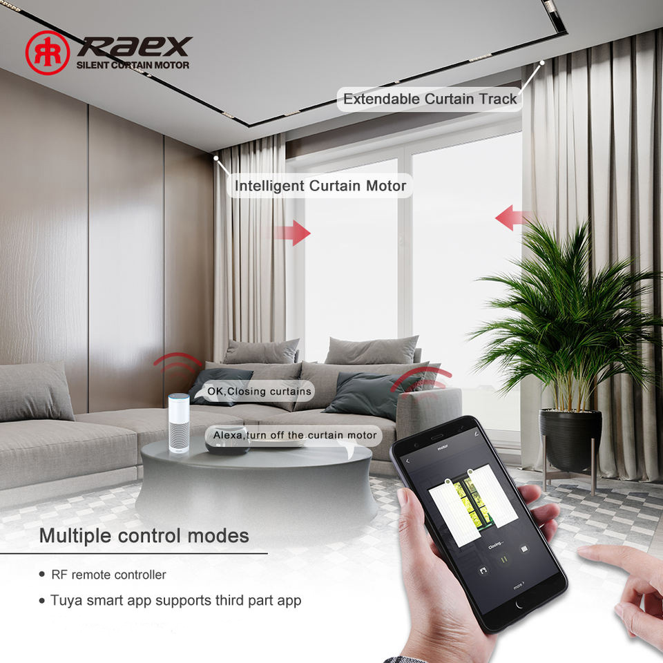 100-240v Tuya Smart Motorized Wifi Curtain Motor Bead Chain Roll Shade Curtains With Remote Control Metal Set