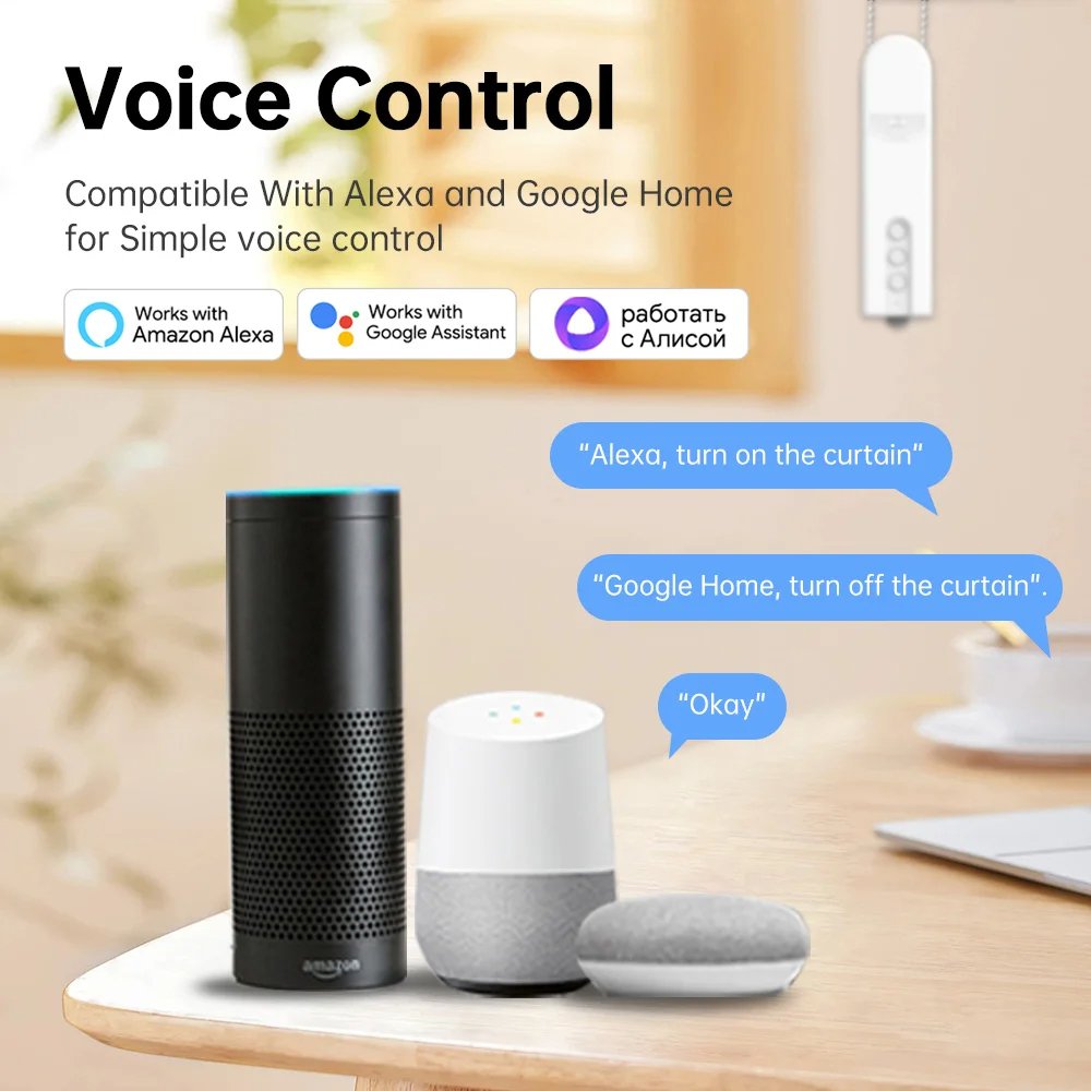 Tuya WiFi Chain Motorized Roller Blinds Shades Shutter Drive Motor Voice Remote Control Zigbee Smart Roller Blind Motor