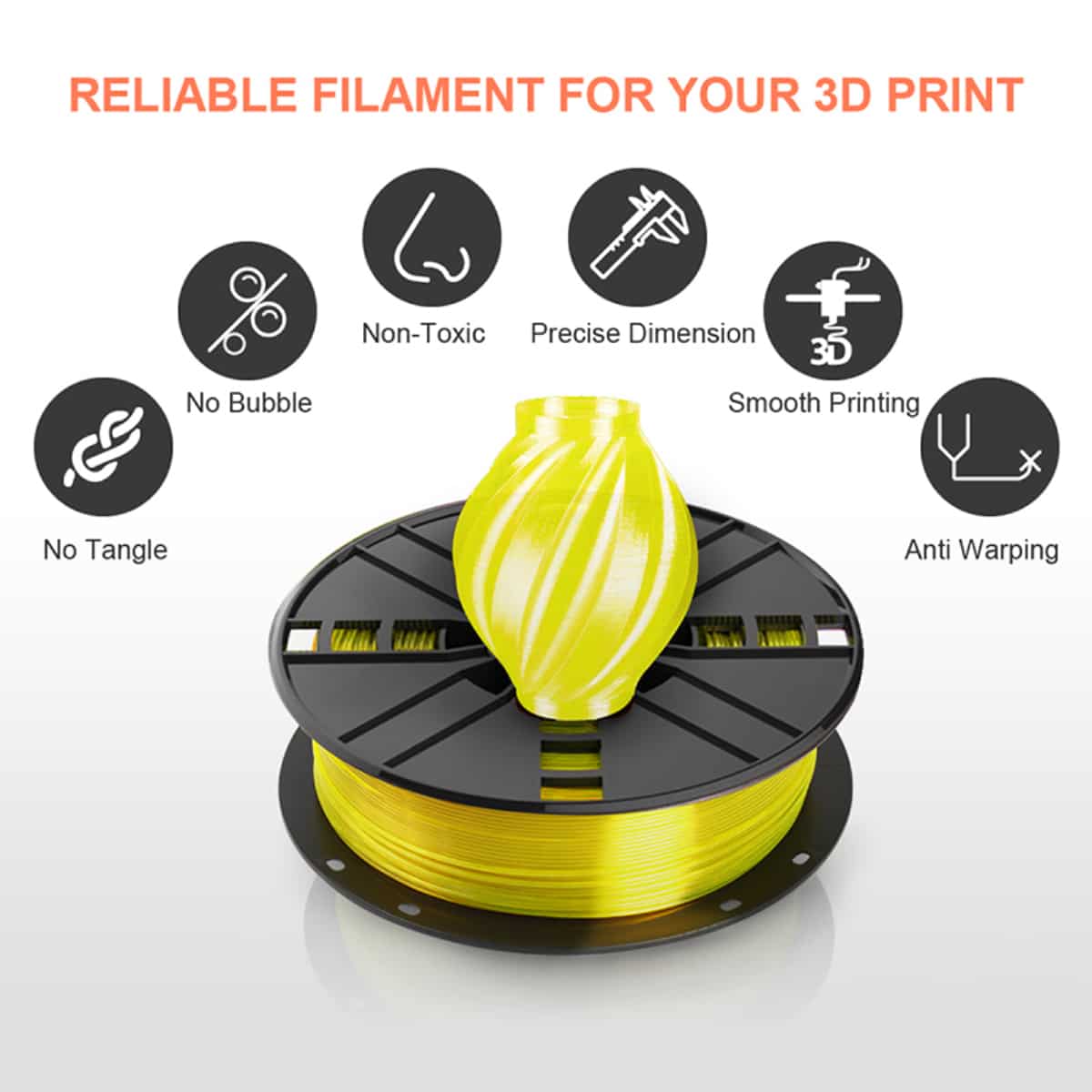 China PETG 3D Printer Filament 1kg spool Yellow Suppliers, Factory
