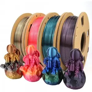 Dual color silk PLA 3D filament pearlescent coextrusion rainbow