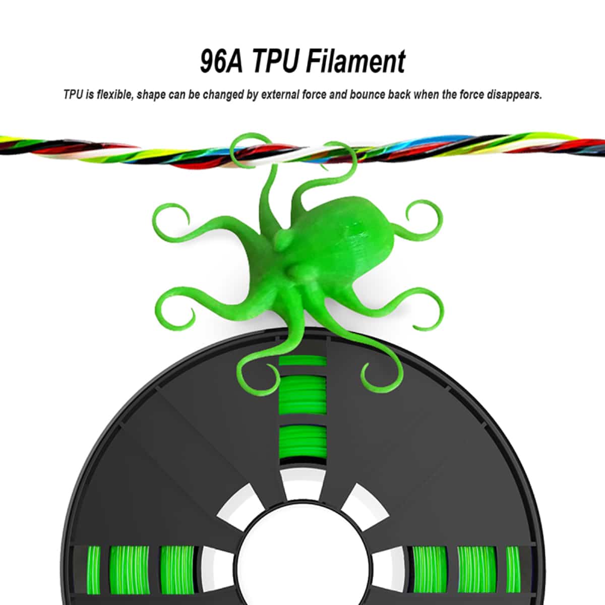 Wholesale TPU flexible filament 1.75mm 1kg Green color for 3D printing Manufacturer, Manufacturers