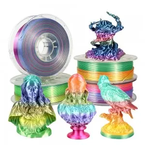 Silk shiny fast color gradient rainbow multicolored PLA filament