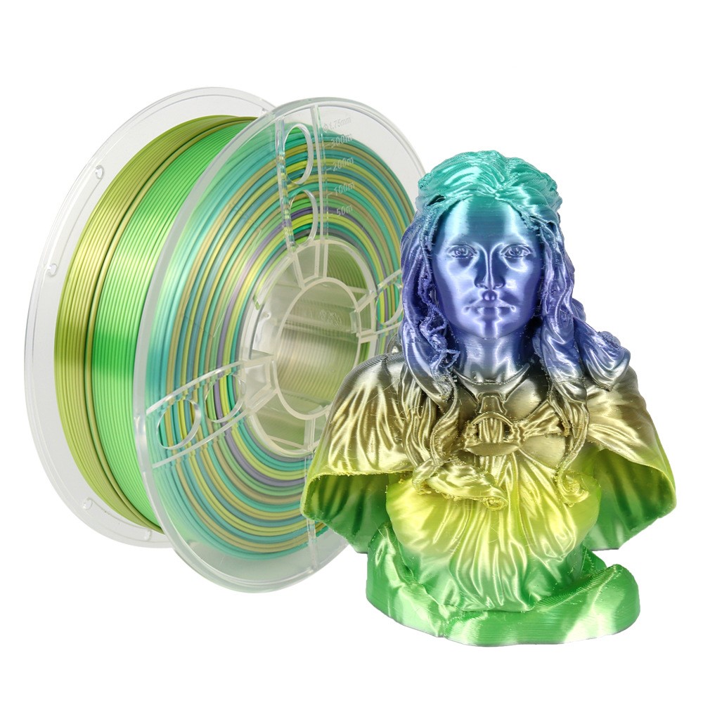 China Silk Shiny Fast Color Gradient Change Rainbow Multicolored 3D Printer PLA Filament Supplier, Factory