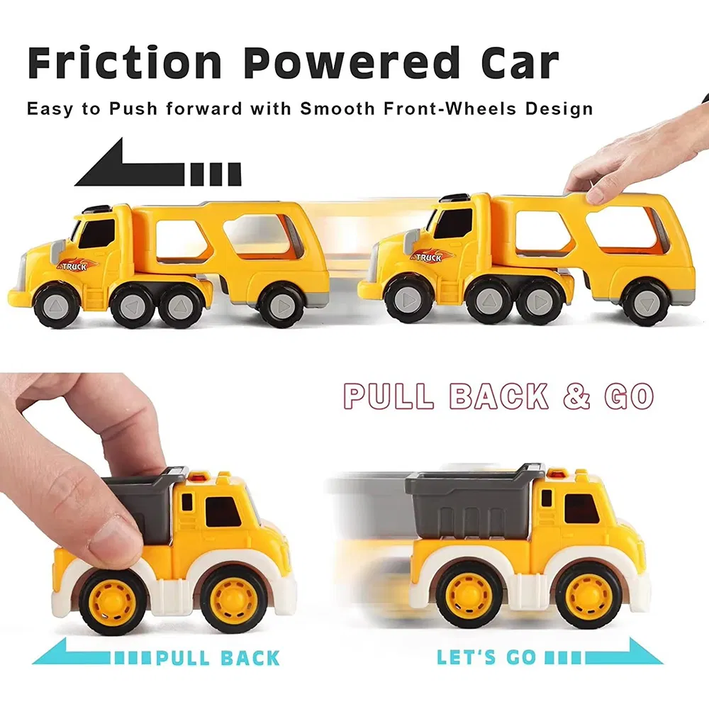 Hot Sales Promotional Gift Kids Creative Plastic Toys Electric Construction Truck Carrier Transport Trucks Toys with Sound and Light