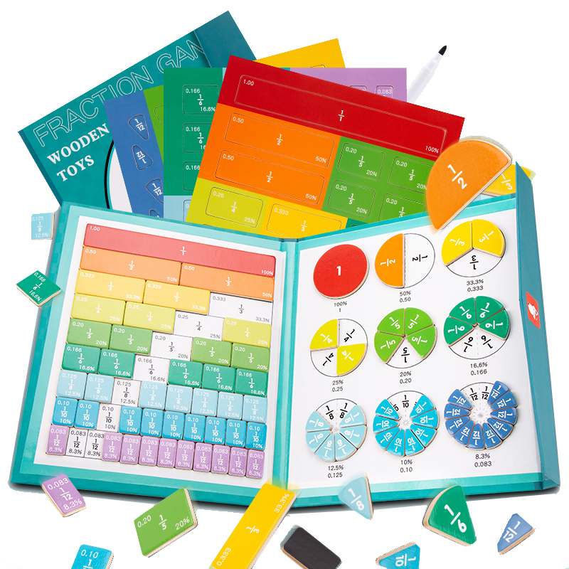 Wooden Magnetic Fraction Learning Math Toy for Children Kids Montessori Arithmetic Teaching Aids Educational Toys Boys Girls