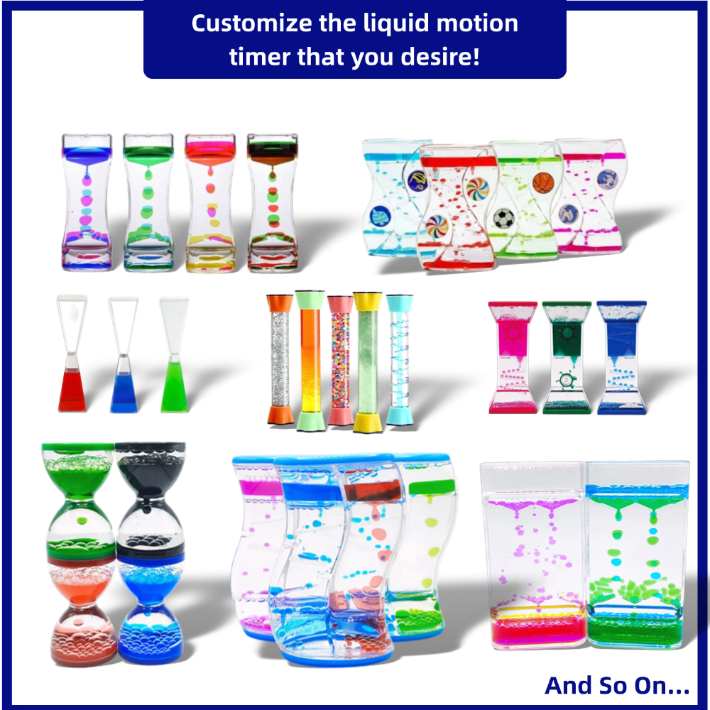 OEM/ODM Two Color Hot Selling Liquid Motion Timer Sensory Bubble Hourglass Gravity Science Toys for Children