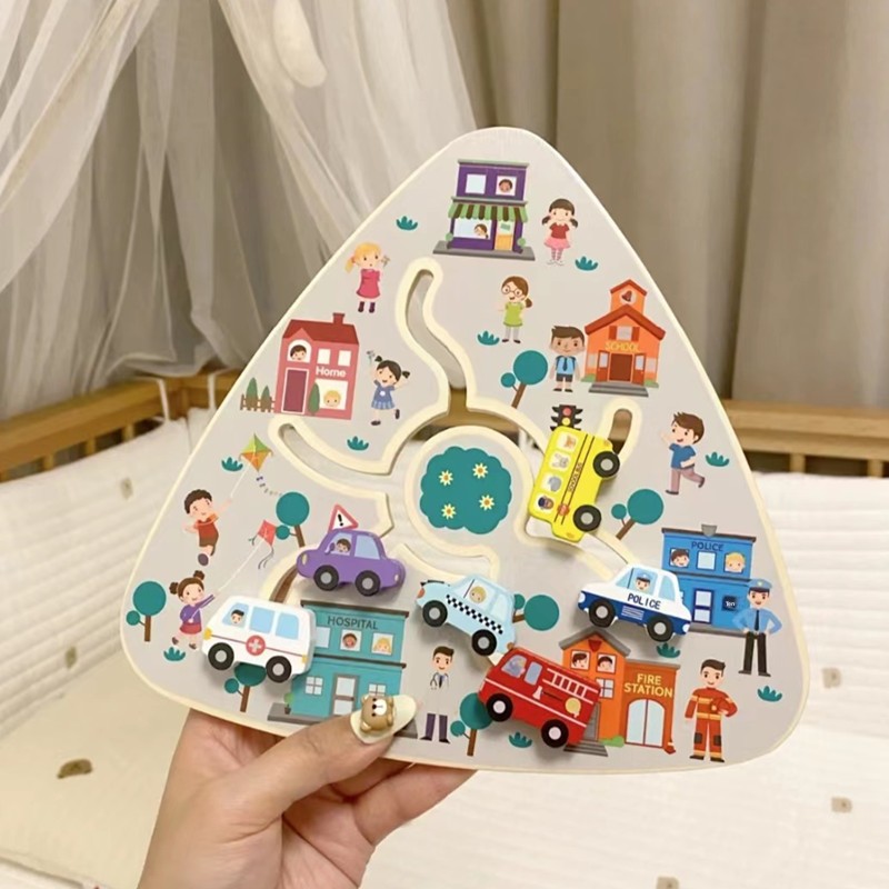 Children Montessori Wooden Toys Walking Pairing Maze Board Early Educational Interactive Learning Toy Age 0-3 Years Custom Size