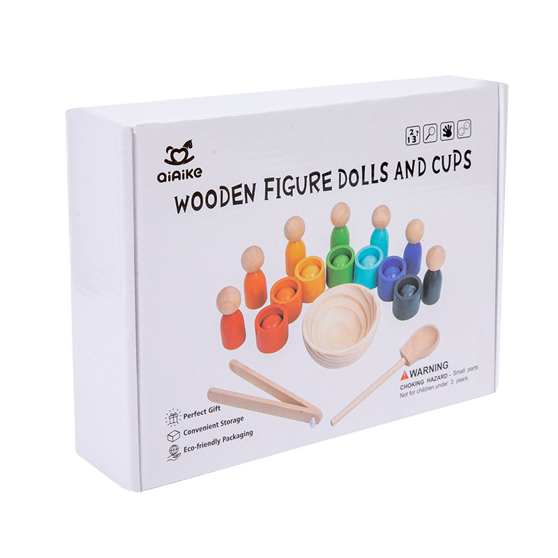 Children's Infant Early Learning Montessori Wooden Seven-color Ball Cup Color Classification Cognitive Matching Educational Toys