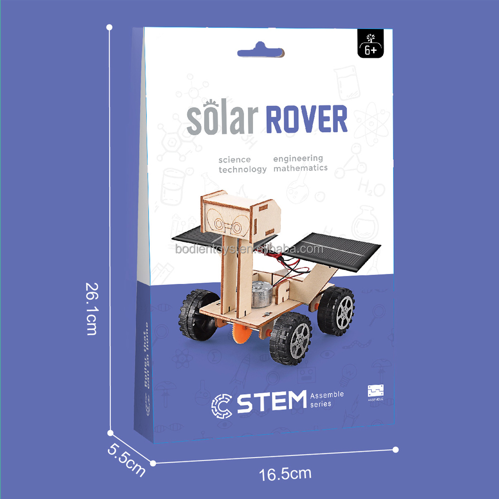 New Item DIY Educational Wooden Student Scientific Physics Toys Solar Rover for Kids-Sets Packaged