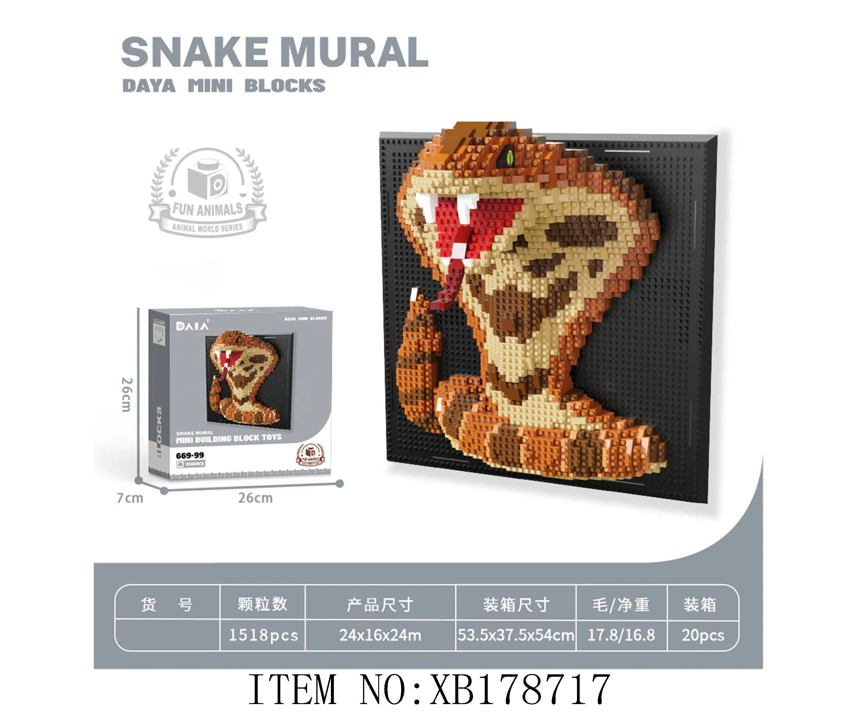 Xinbo Mini Brick Creative DIY Building Block Sets for Home Wall Decor Animal Head Mural Construction Toys